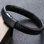 สร้อยข้อมือหนังสีดํา สําหรับผู้ชาย