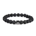 สร้อยข้อมือหินสําหรับผู้ชาย สีดำ